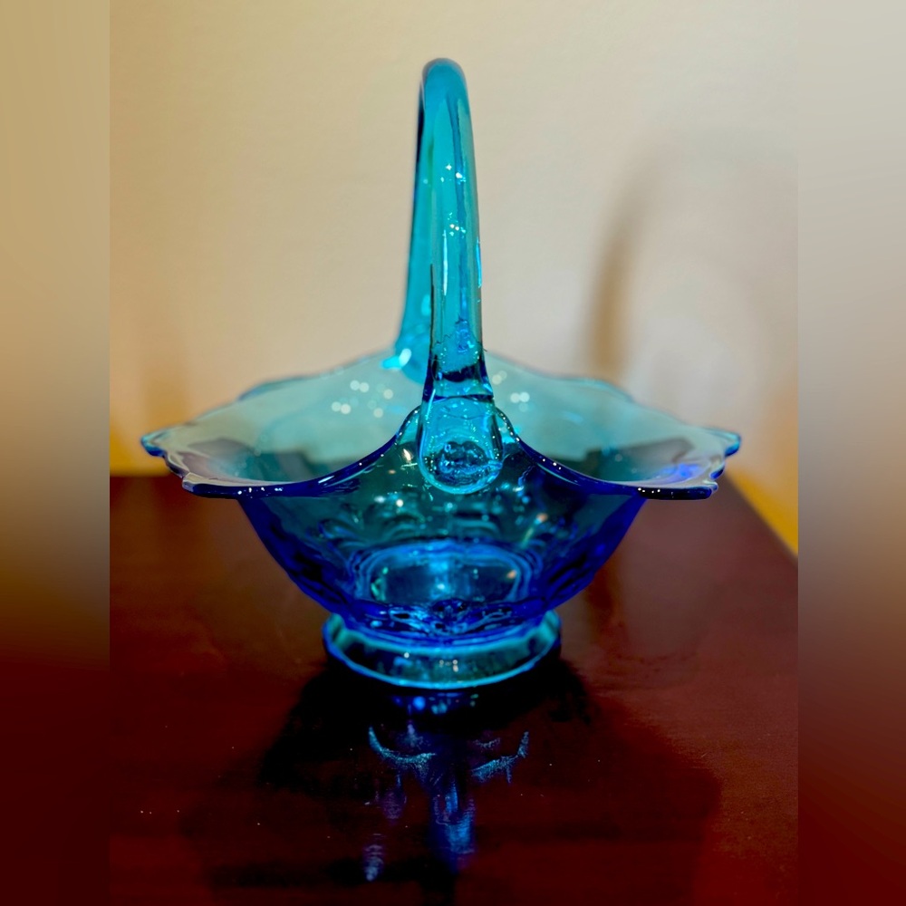 Tiara Indiana Glass Blue Duchess 10" Basket by J D